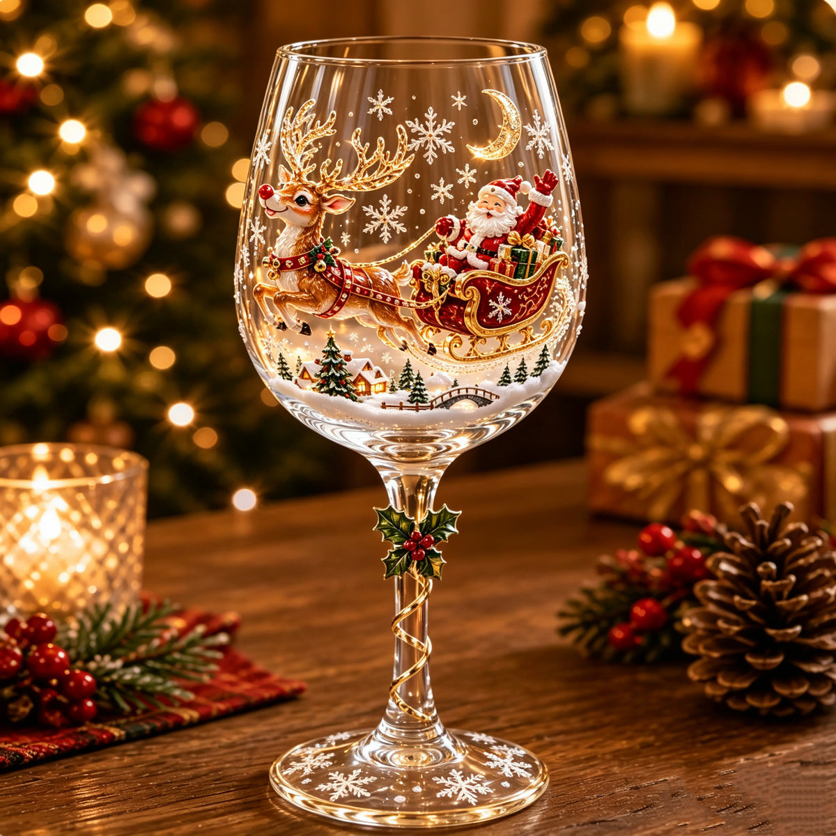3D Christmas Wine Glass Collection