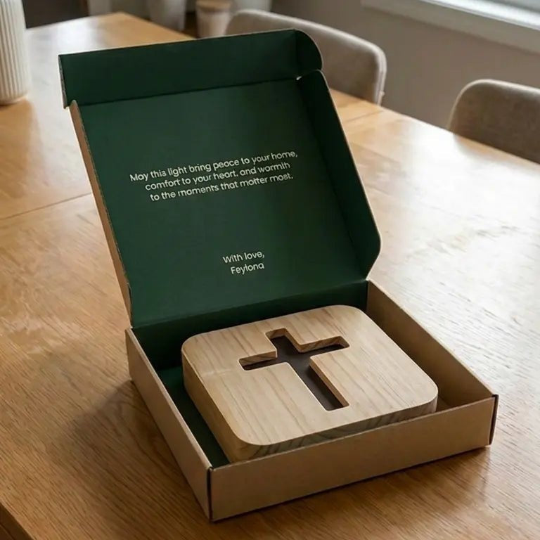 Warm Wooden Cross Night Light