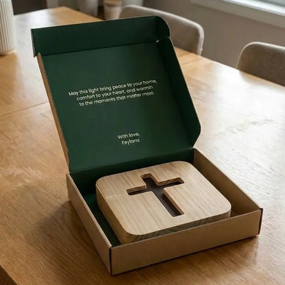 Warm Wooden Cross Night Light