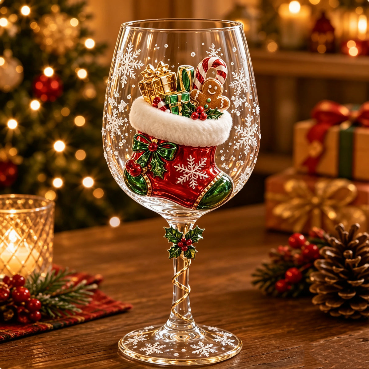 3D Christmas Wine Glass Collection