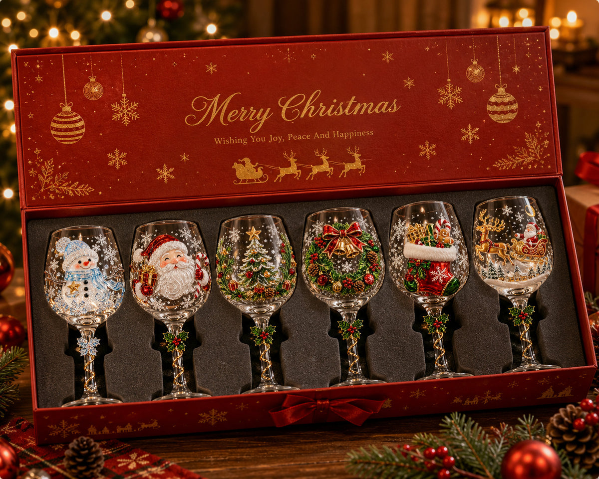 3D Christmas Wine Glass Collection