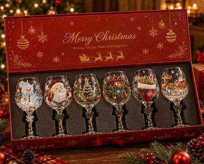 3D Christmas Wine Glass Collection