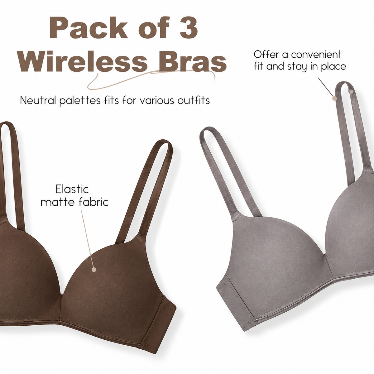 Ultra-Comfy Wireless Plunge Bra (3-Pack)