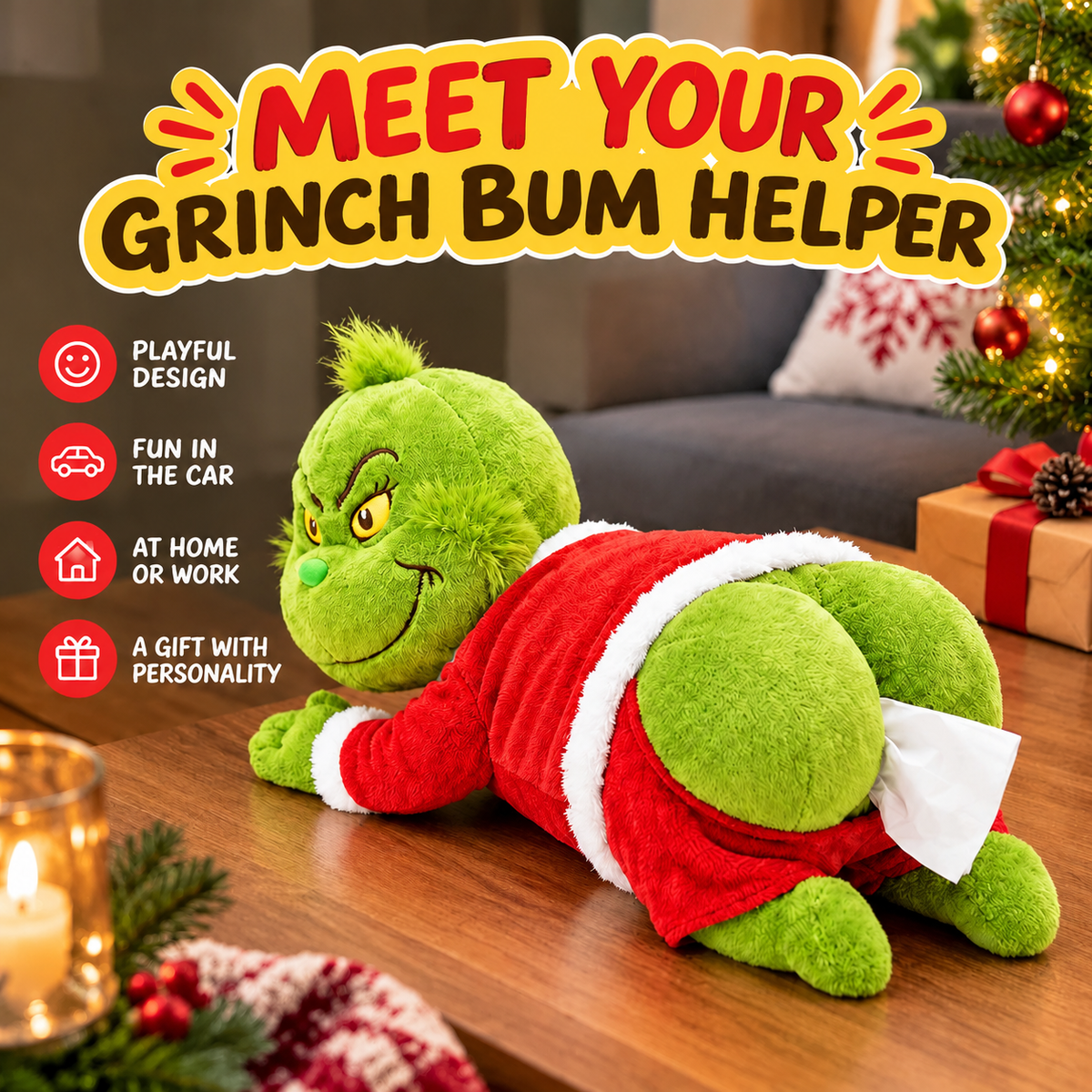 The Grinch Bum Tissue Holder